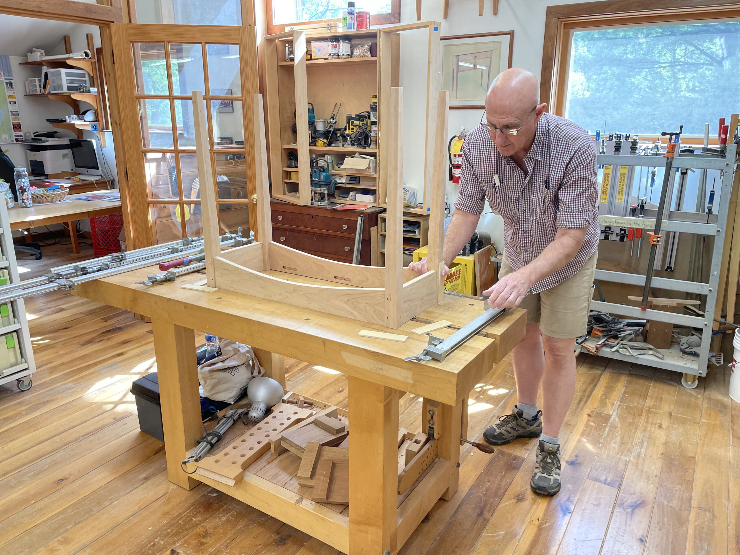 White oak built-in shelving unit